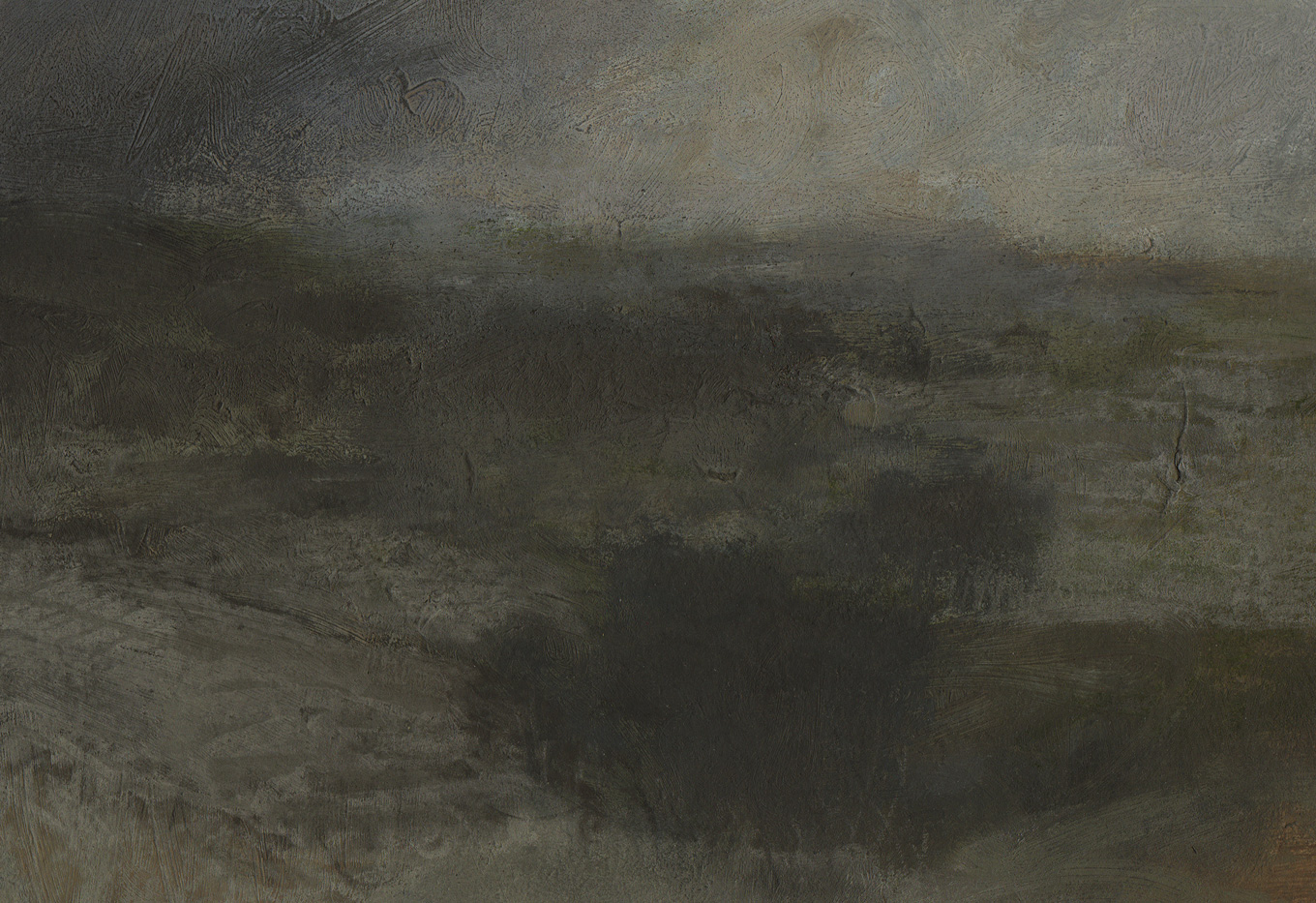 Nicholas Herbert, British Artist - Landscape L938, Sharpenhoe Series, Looking Past the Sundon Hills Escarpment, The Chiltern Hills, contemporary mixed media painting