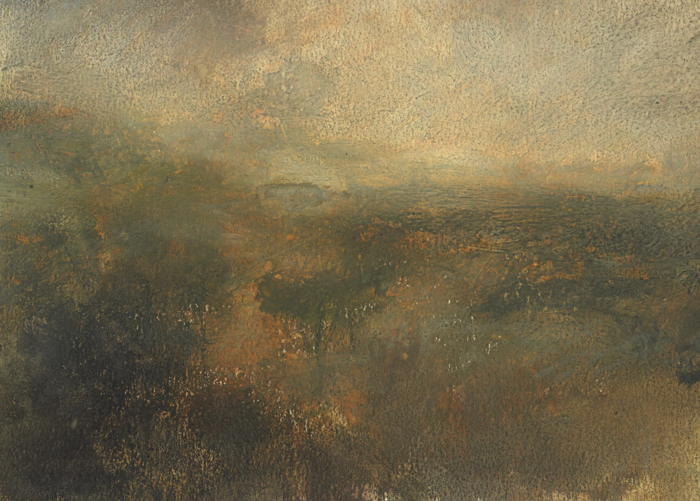 Nicholas Herbert, British Artist - Landscape L947, Sharpenhoe Series, View Across Fields, The Chiltern Hills, contemporary mixed media painting
