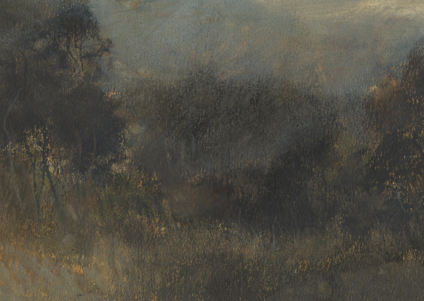 Nicholas Herbert, British Artist - Landscape L950, Sharpenhoe Series, Clearing Below Sharpenhoe, The Chiltern Hills, contemporary mixed media painting
