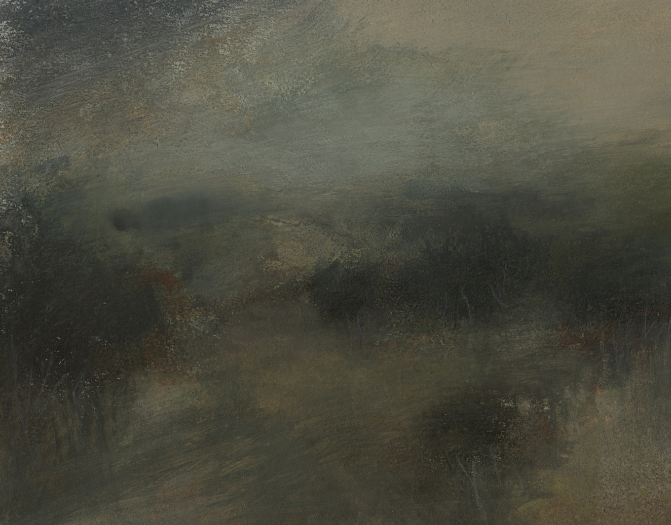 Nicholas Herbert, British Artist - Landscape L961, Sharpenhoe Series, Below the Escarpment, The Chiltern Hills, contemporary mixed media painting