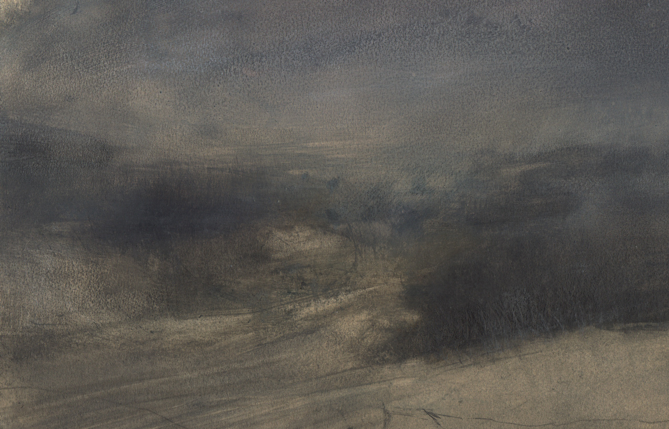 Nicholas Herbert, British Artist - Landscape L972, Sharpenhoe Series, Cornfields South Bedfordshire, The Chiltern Hills, contemporary mixed media painting