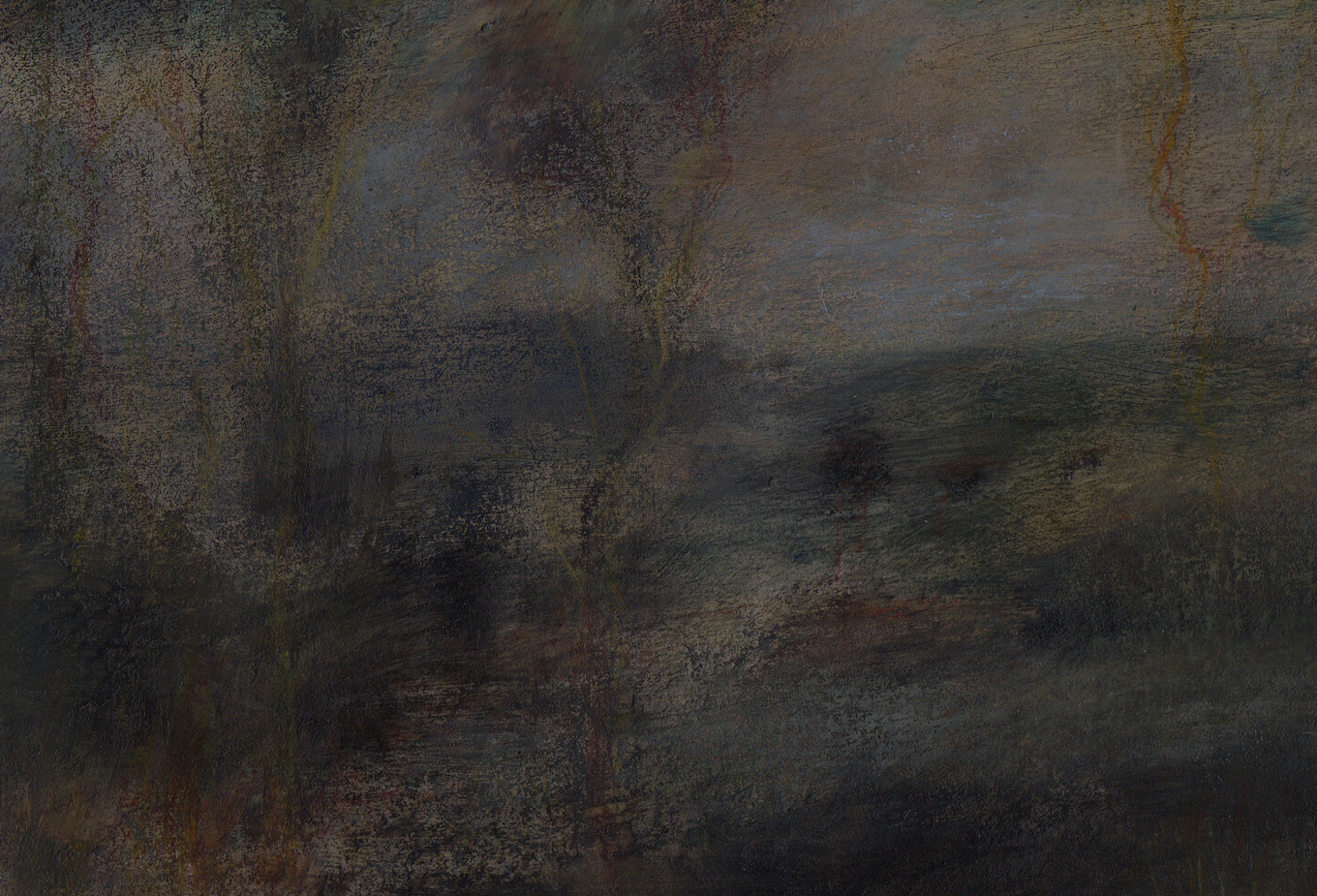 L1150 - Nicholas Herbert, British Artist, mixed media landscape painting of a view of trees on Sharpenhoe, 2019
