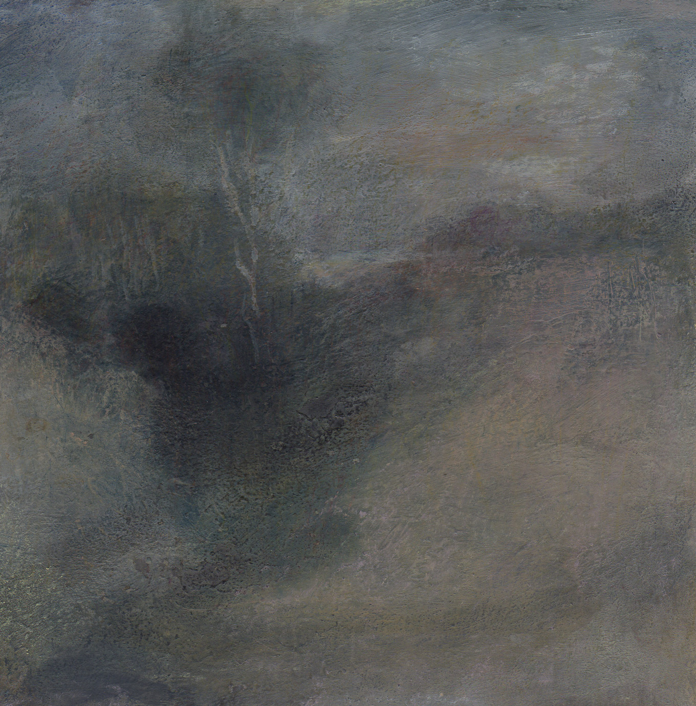 L1167 - Nicholas Herbert, British Artist, mixed media landscape painting of a solitary tree on an escarpment slope, 2019