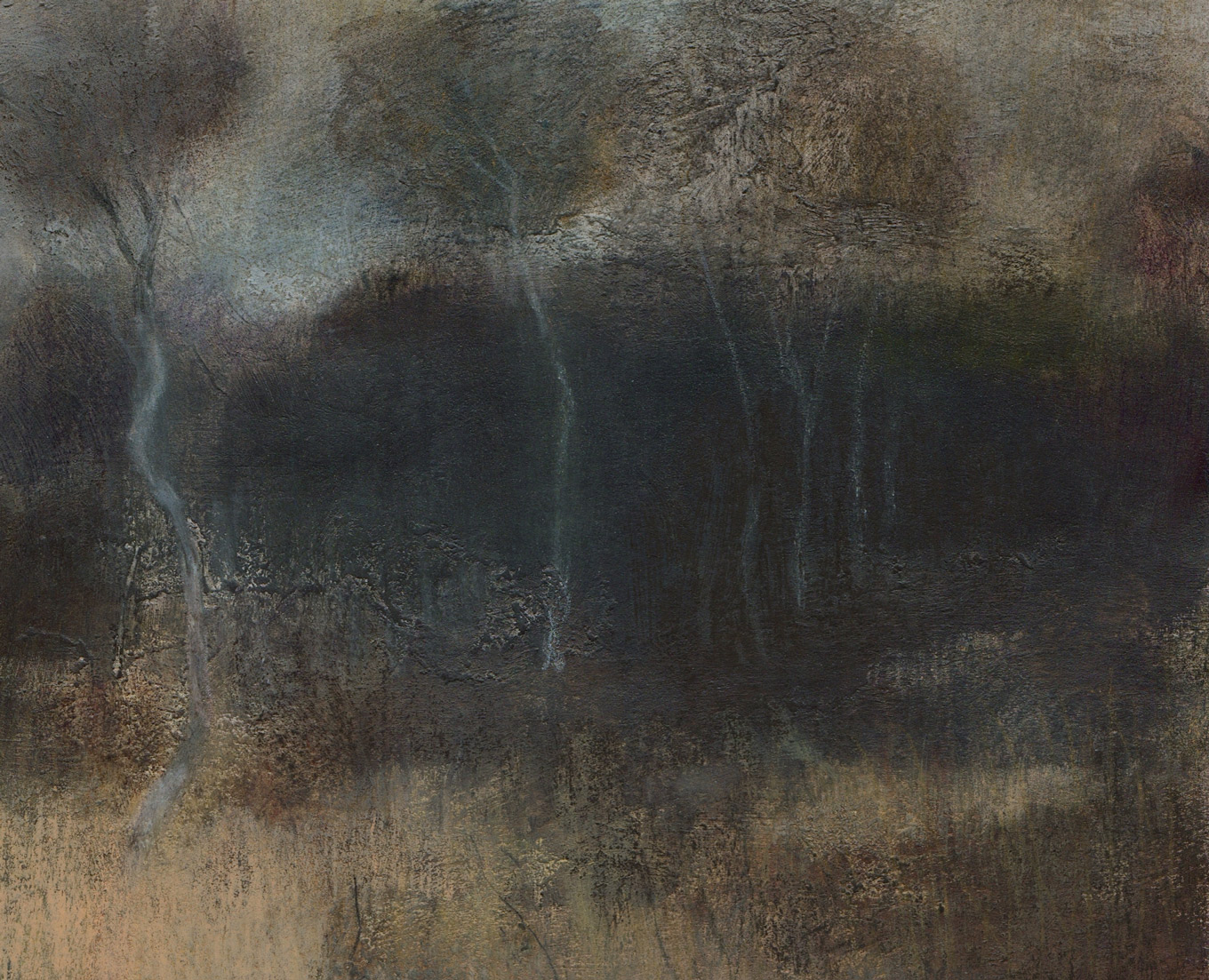 L1189 - Nicholas Herbert, British Artist, mixed media landscape painting of Chobham Common, mixed media on paper,2020