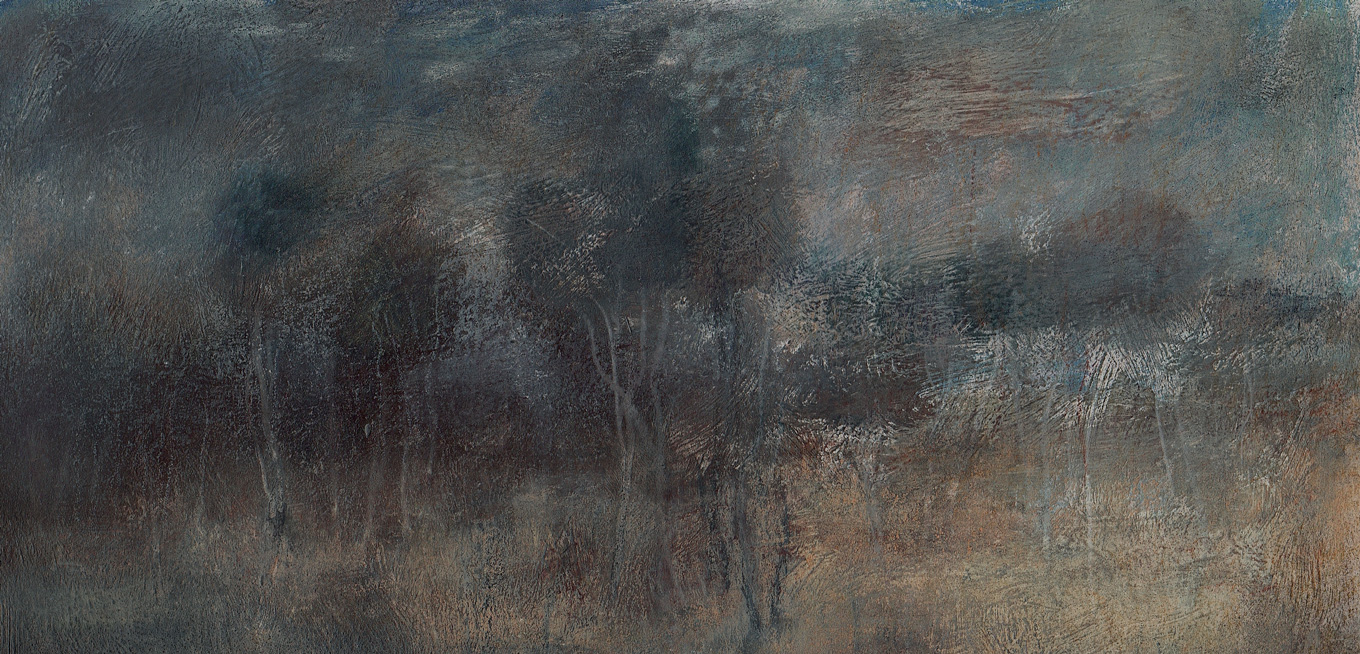 L1200 - Nicholas Herbert, British Artist, mixed media landscape painting of Chobham Common, mixed media on paper,2020