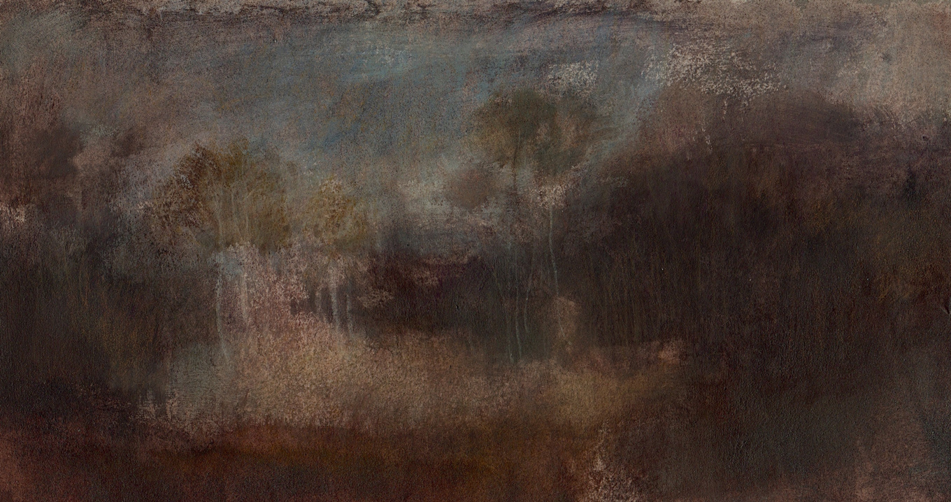 L1206 - Nicholas Herbert, British Artist, mixed media landscape painting of Chobham Common, mixed media on paper,2020