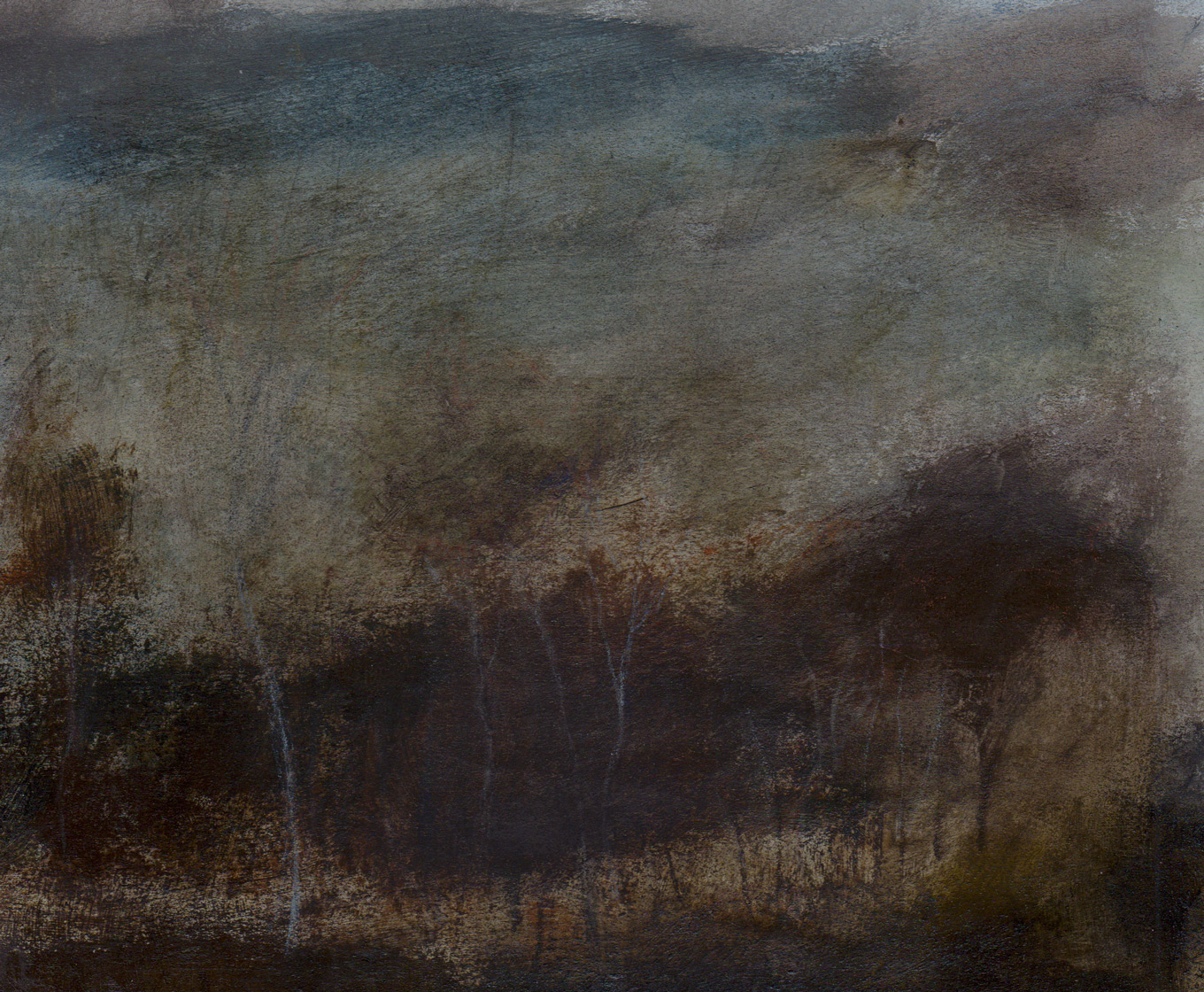L1207 - Nicholas Herbert, British Artist, mixed media landscape painting of Chobham Common, mixed media on paper,2020