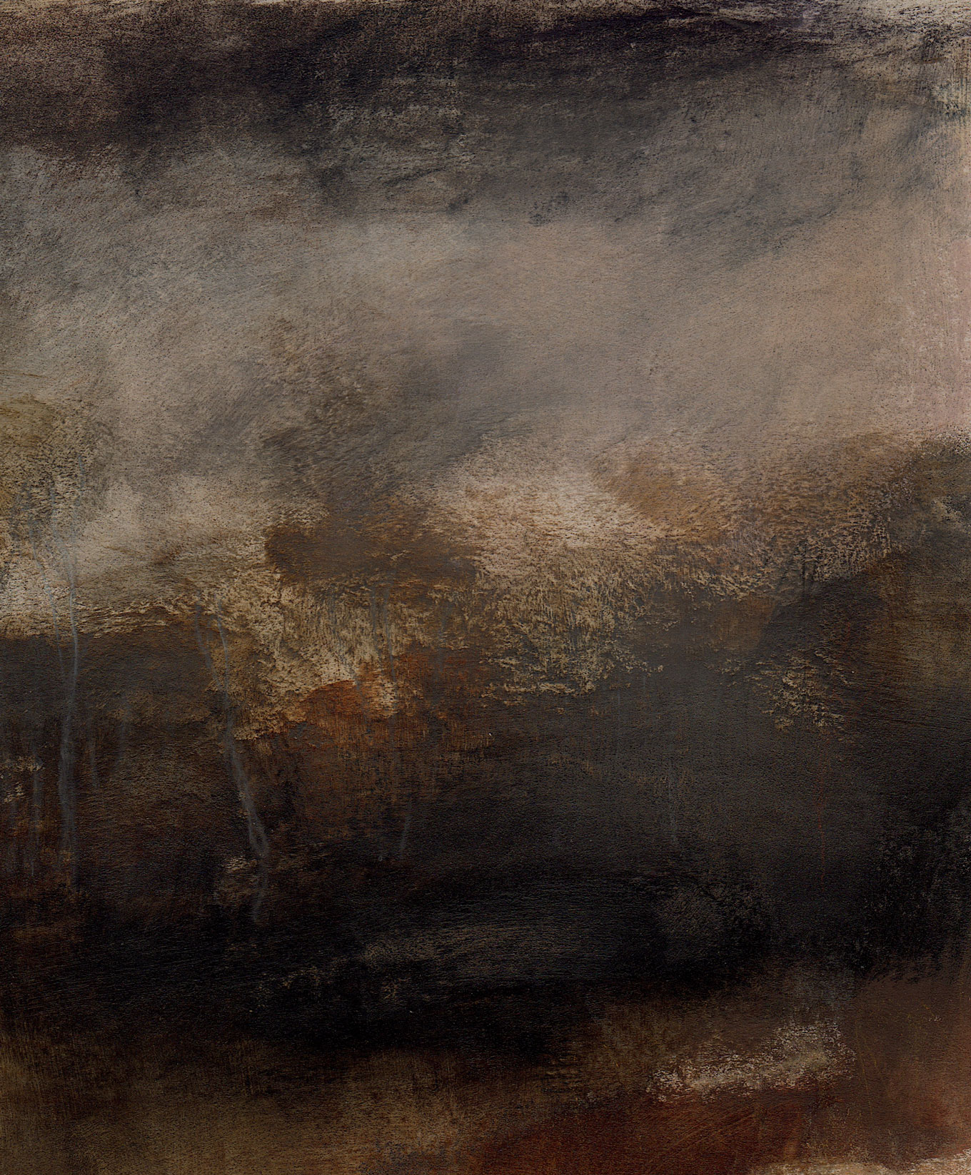 L1209 - Nicholas Herbert, British Artist, mixed media landscape painting of Chobham Common, mixed media on paper,2020