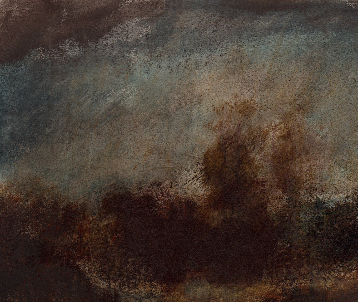 L1210 - Nicholas Herbert, British Artist, mixed media landscape painting of Chobham Common, mixed media on paper,2020