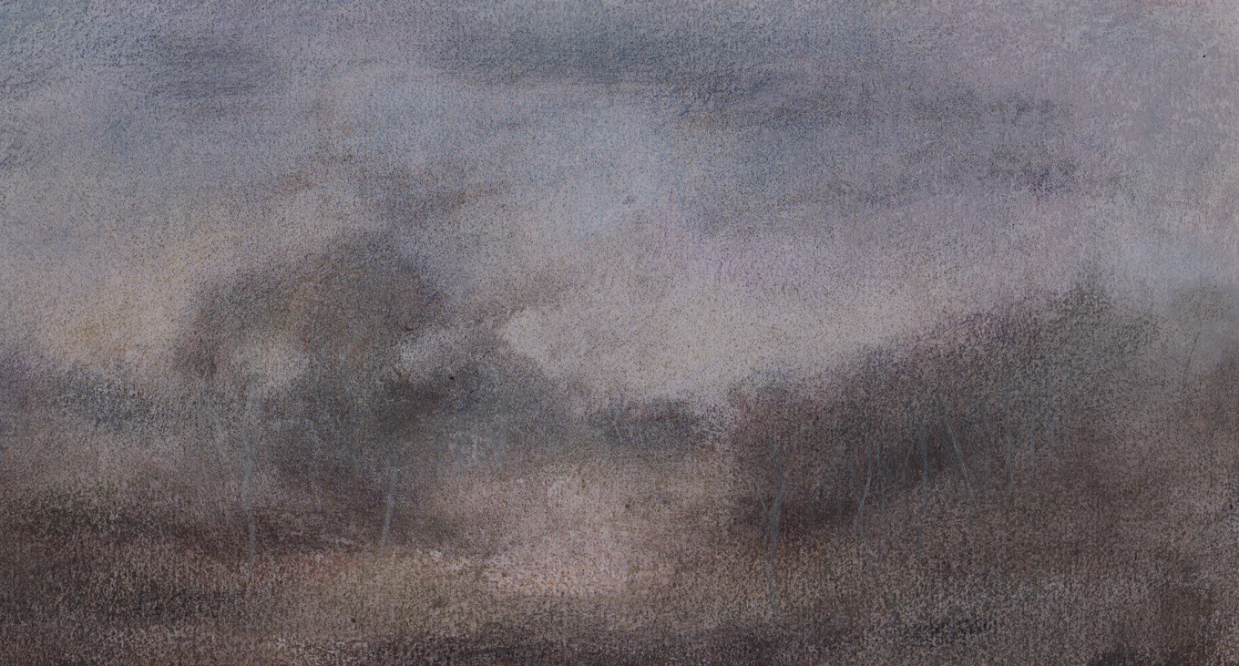 L1214 - Nicholas Herbert, British Artist, mixed media landscape painting of Chobham Common, mixed media on paper,2020