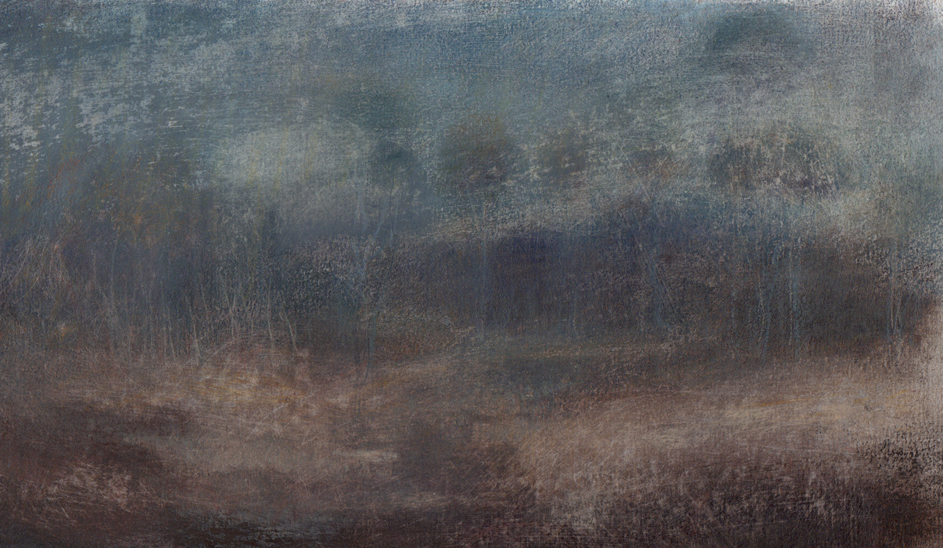 L1216 - Nicholas Herbert, British Artist, mixed media landscape painting of Chobham Common, mixed media on paper,2020