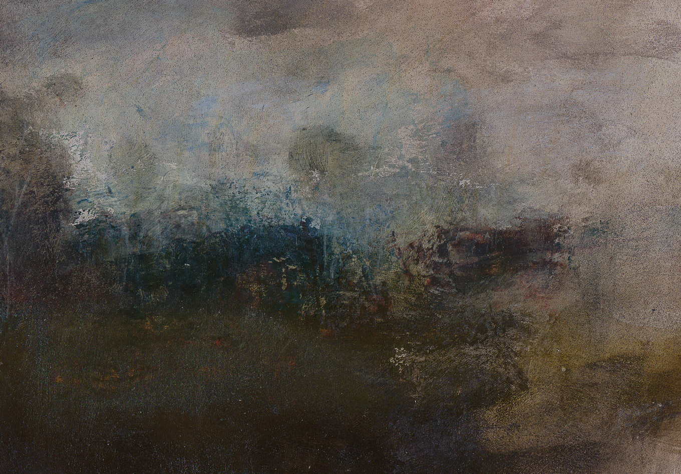 L1217 - Nicholas Herbert, British Artist, mixed media landscape painting of Chobham Common, mixed media on paper,2020