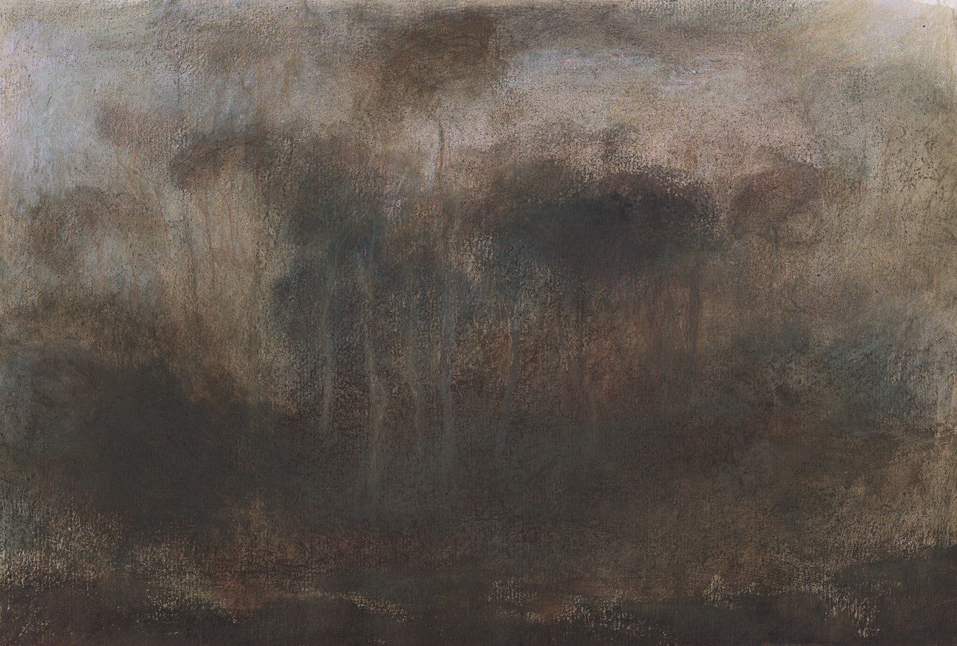 L1219 - Nicholas Herbert, British Artist, mixed media landscape painting of Chobham Common, mixed media on paper,2020