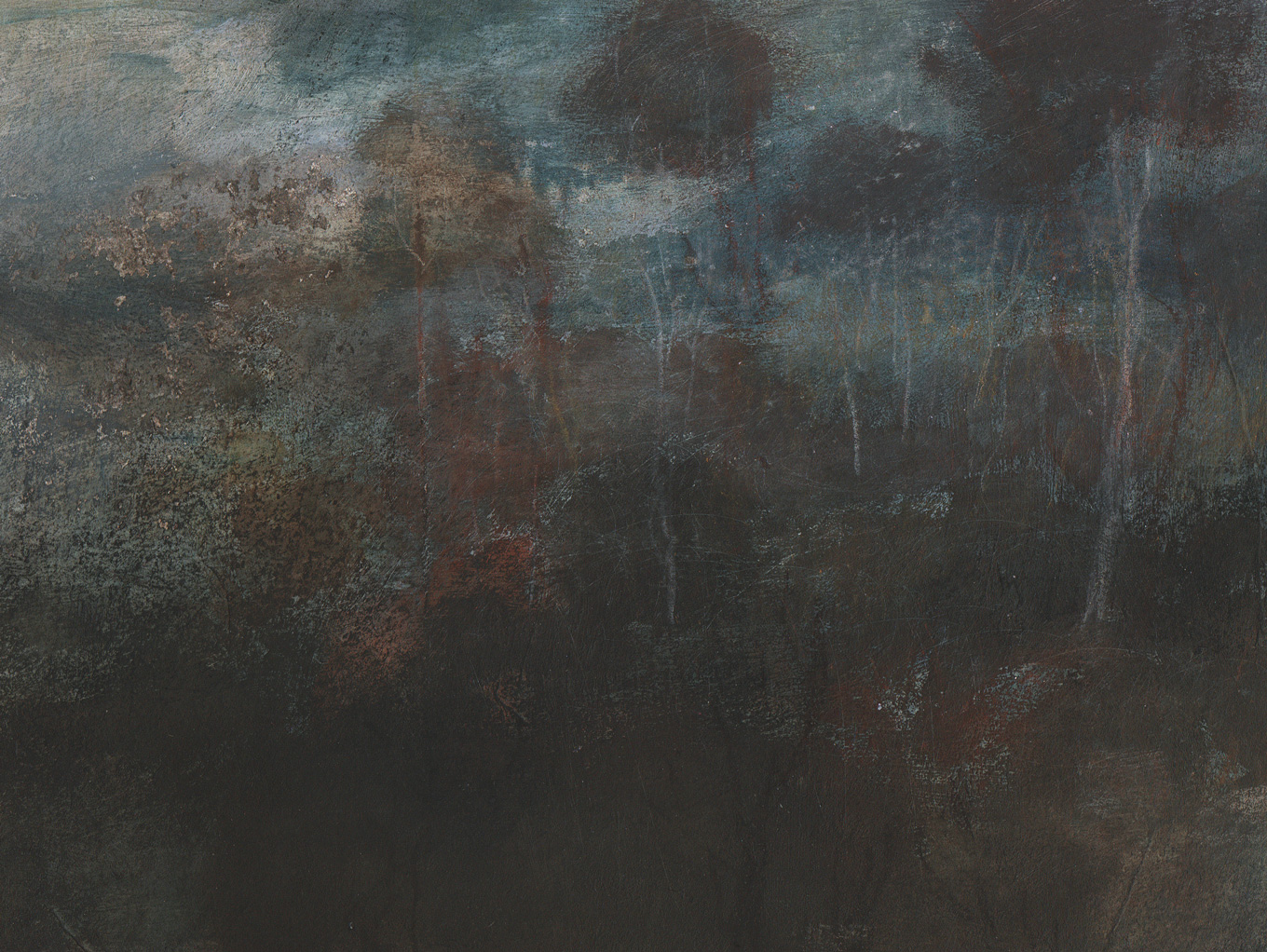L1220 - Nicholas Herbert, British Artist, mixed media landscape painting of Chobham Common, mixed media on paper,2020