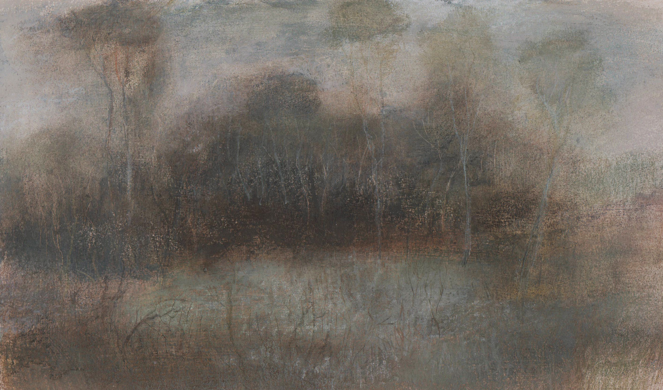 L1225 - Nicholas Herbert, British Artist, mixed media landscape painting of Chobham Common, mixed media on paper, 2020