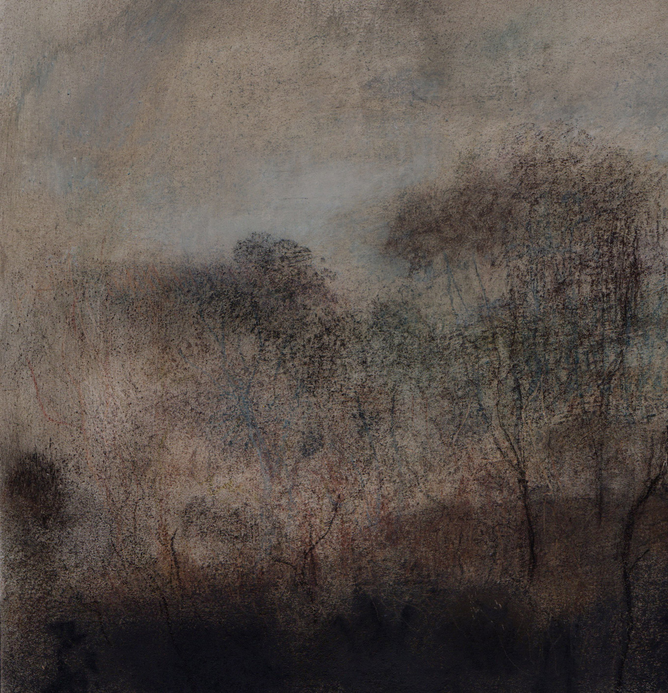 L1248 - Nicholas Herbert, British Artist, mixed media landscape painting of Chobham Common - Winter, mixed media on paper, 2020