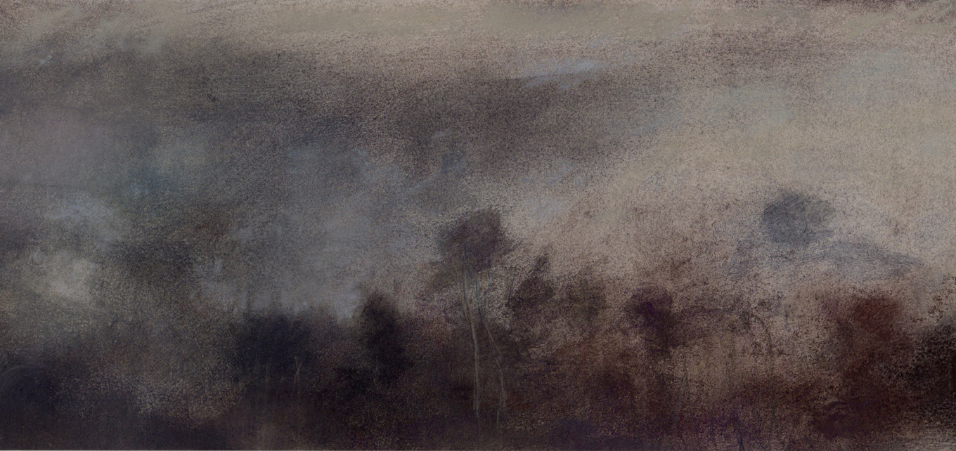 L1253 - Nicholas Herbert, British Artist, mixed media landscape painting of Chobham Common, mixed media on paper, 2020