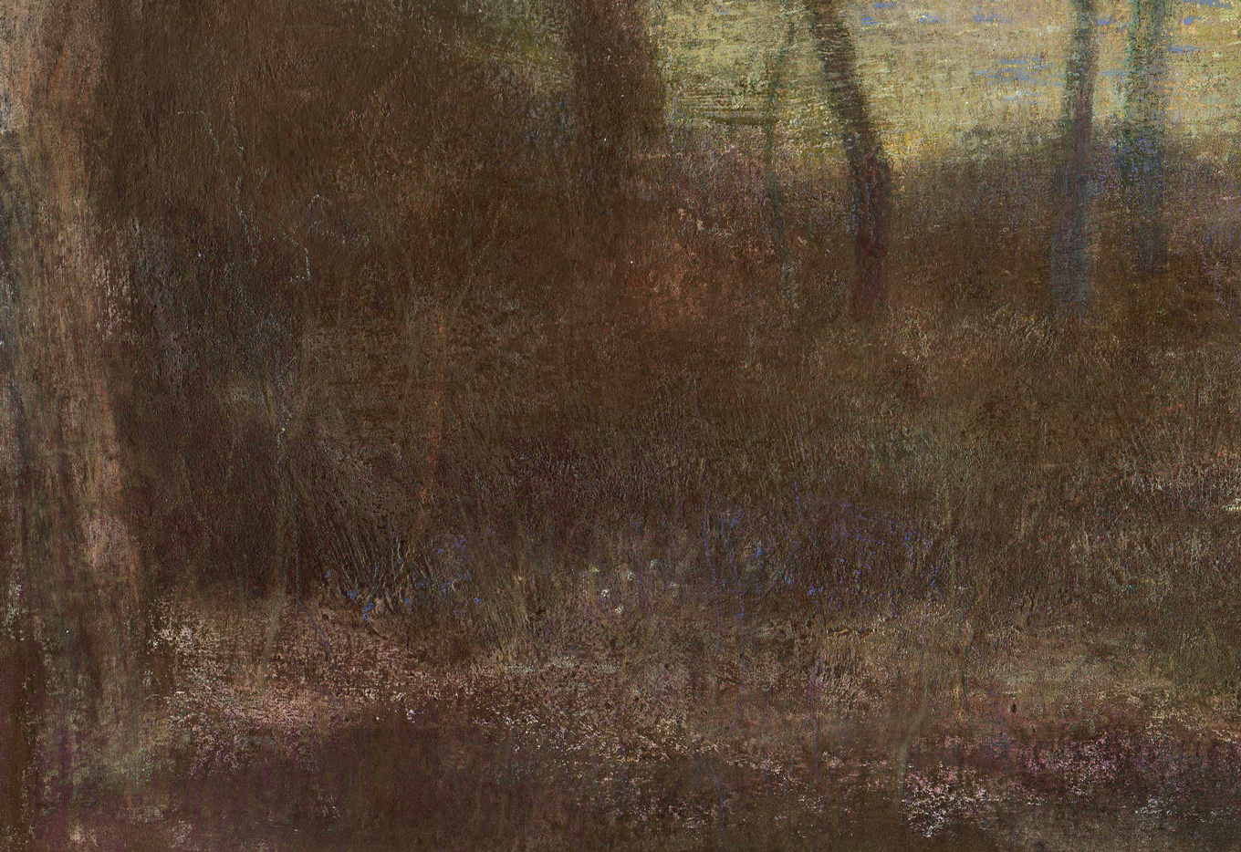 L1263 - Nicholas Herbert, British Artist, mixed media landscape painting of Mermaid Pond, Aspley Wood, 2021