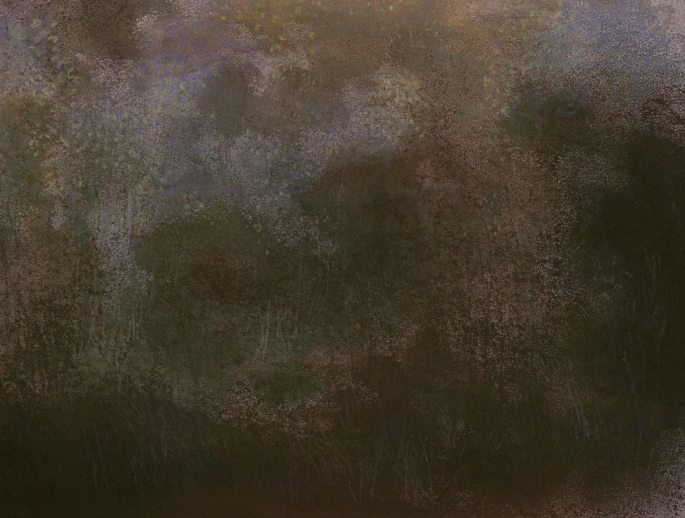 L1267 - Nicholas Herbert, British Artist, mixed media landscape painting of trees surrounding Mermaid's Pond, 2021