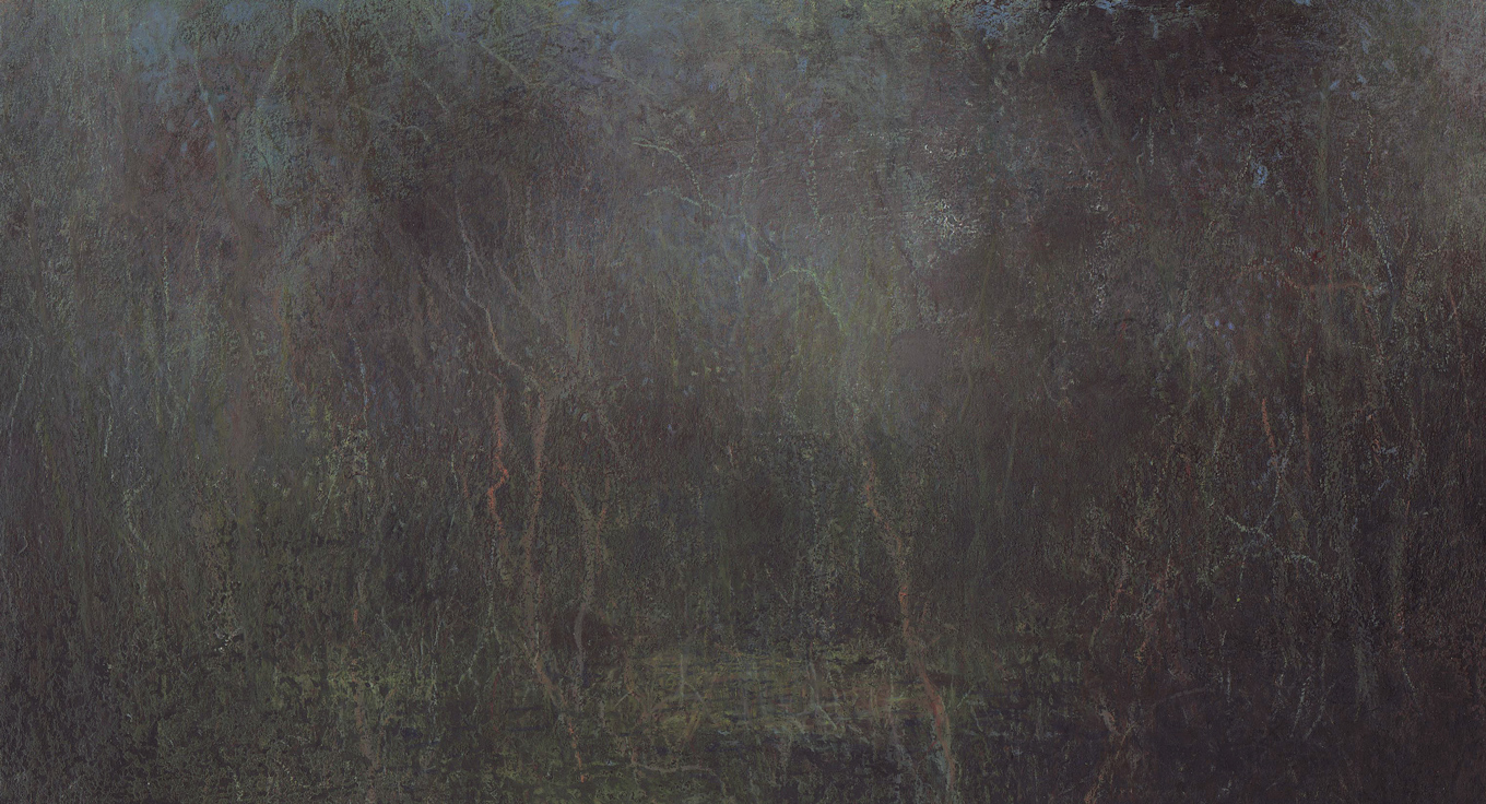 L1272 - Nicholas Herbert, British Artist, mixed media landscape painting of Mermaid's Pond near Aspley Guise, 2021