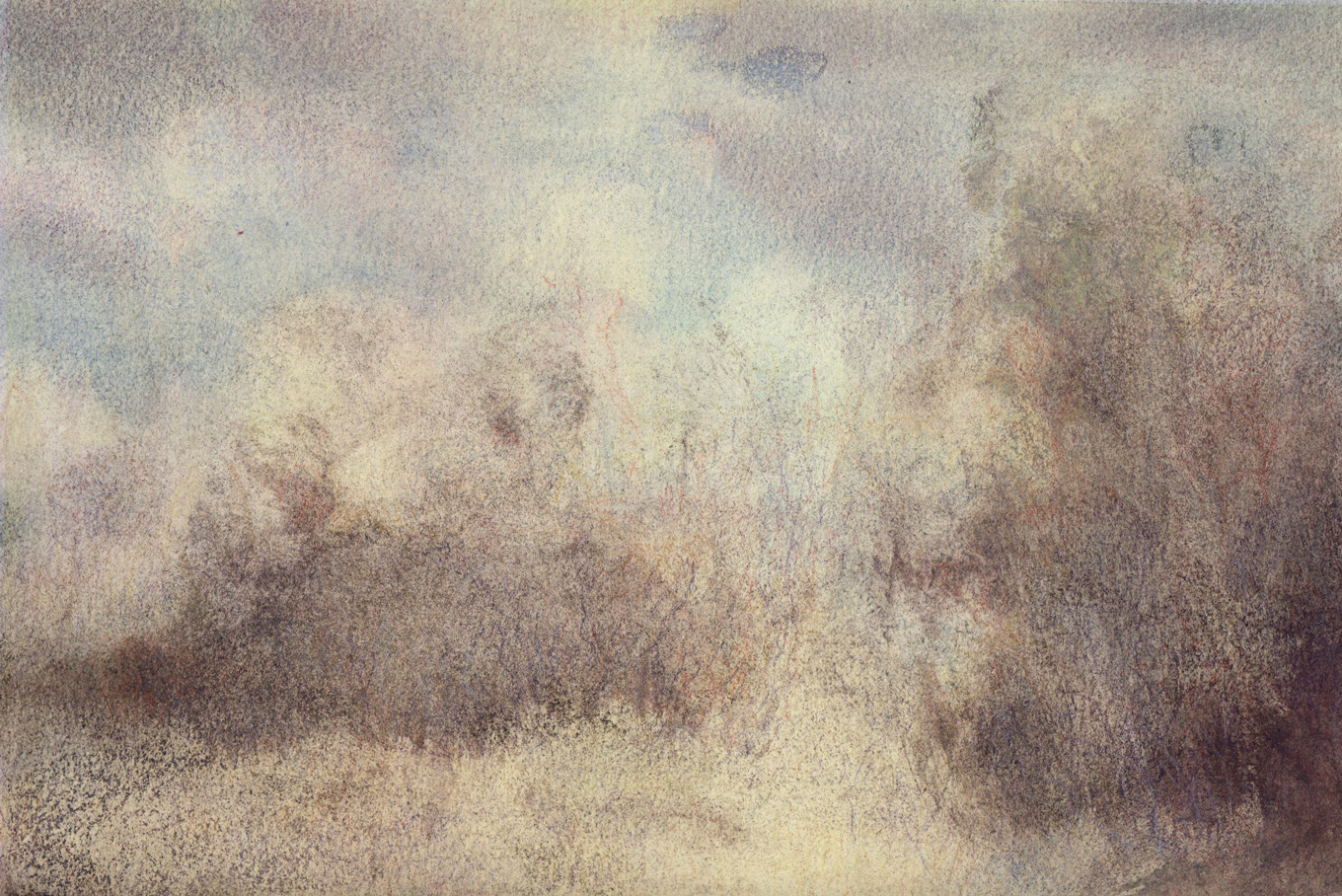 L1351 - Nicholas Herbert, British Artist, mixed media landscape painting of open counryside near Woburn, 2022