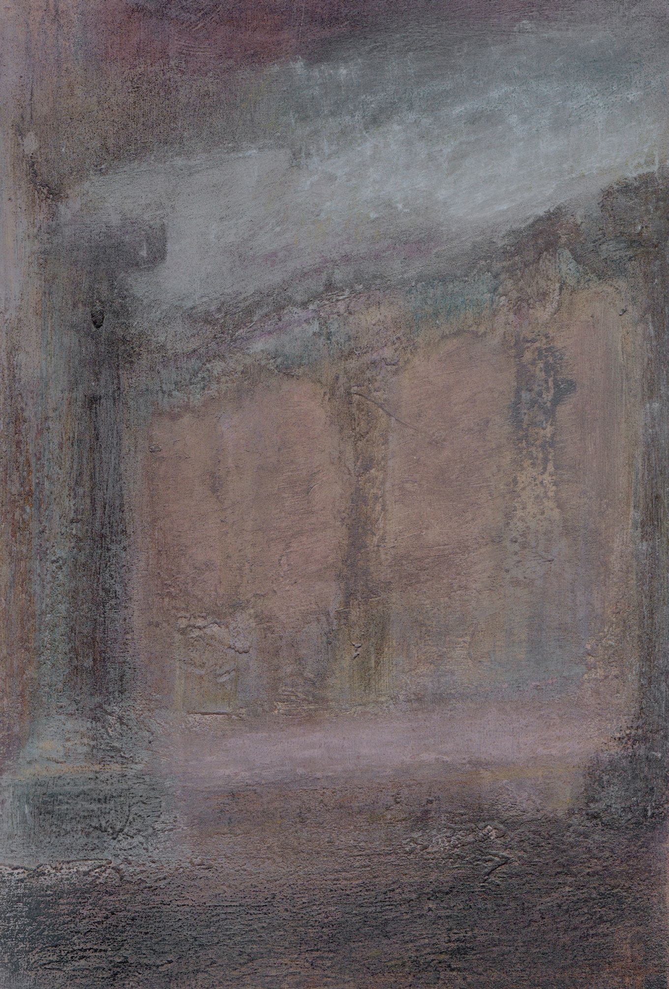 Nicholas Herbert, British artist - Landscape L1236 Amalfi Series, contemporary mixed media drawing of a view of Pompeii.