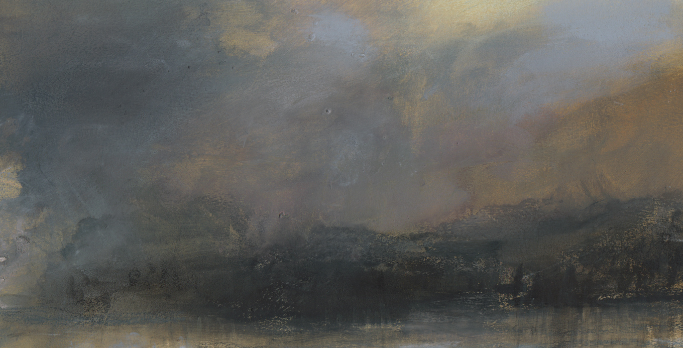 Nicholas Herbert, British Artist - Landscape L924, Lake Garda Series, The Western Shoreline, contemporary mixed media painting