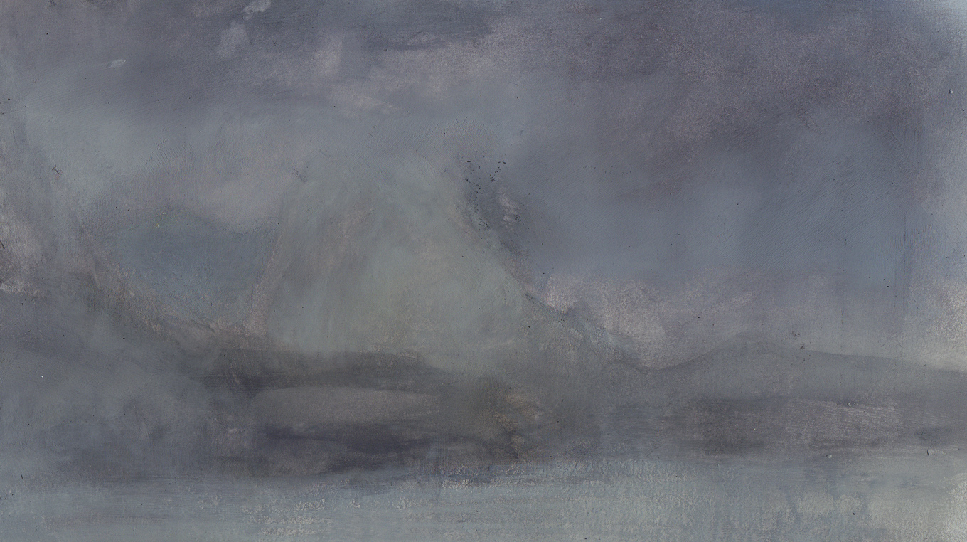 Nicholas Herbert, British Artist - Landscape L929, Lake Garda Series, Monte Livino, contemporary mixed media painting