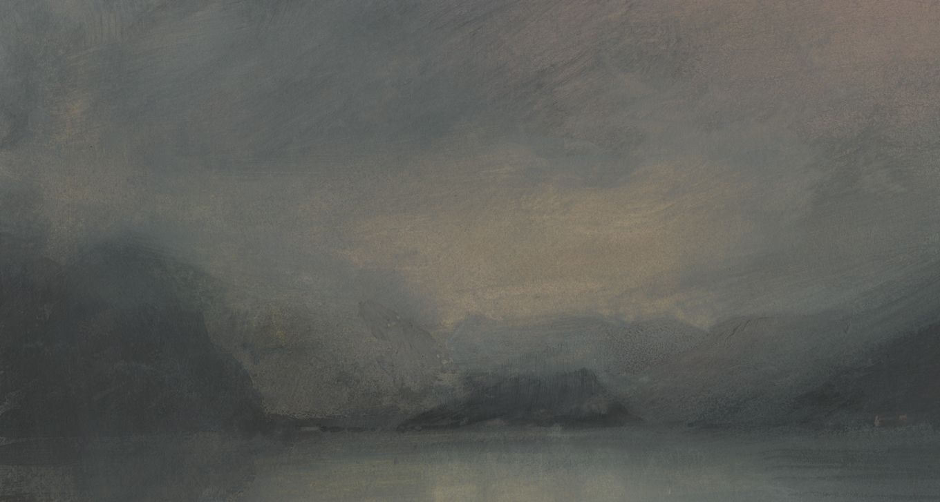 Nicholas Herbert, British Artist - Landscape L980, Lake Garda Series, Monte Brione, contemporary mixed media painting